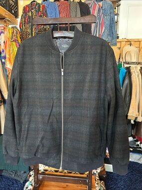 Dressmann Black and Brown Subtle Plaid Bomber Jacket